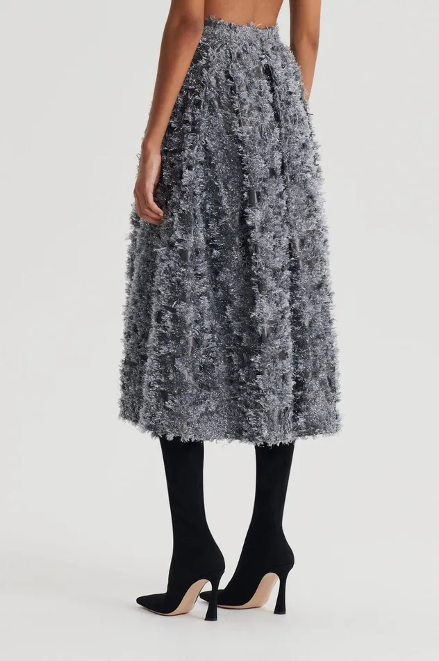 Skirts Women Scanlan Theodore TINSEL FRINGE FULL SKIRT DARKSILVER
