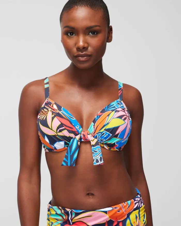 Soma Bleu Rod Color Field TieFront Underwire Bra Swim Top Multi Women Swim