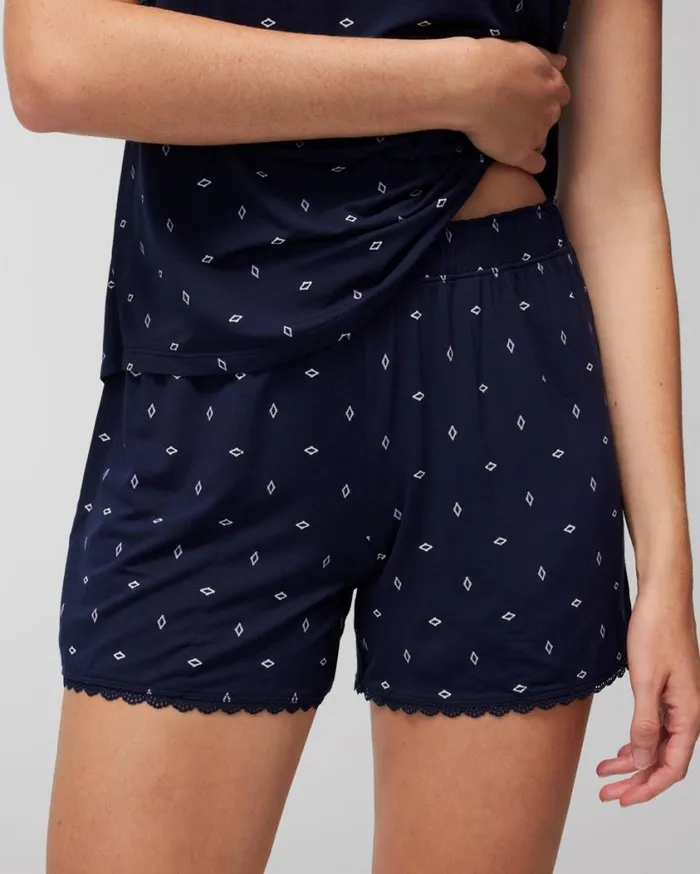 Soma Cool Nights LaceTrim Pajama Shorts Shine Bright Lavender Women Matching Sets and Separates