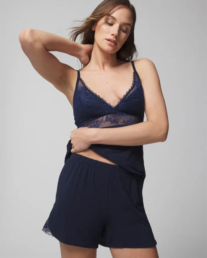 Soma Cool Nights LaceTrim Shorts Nightfall Navy Women Lingerie