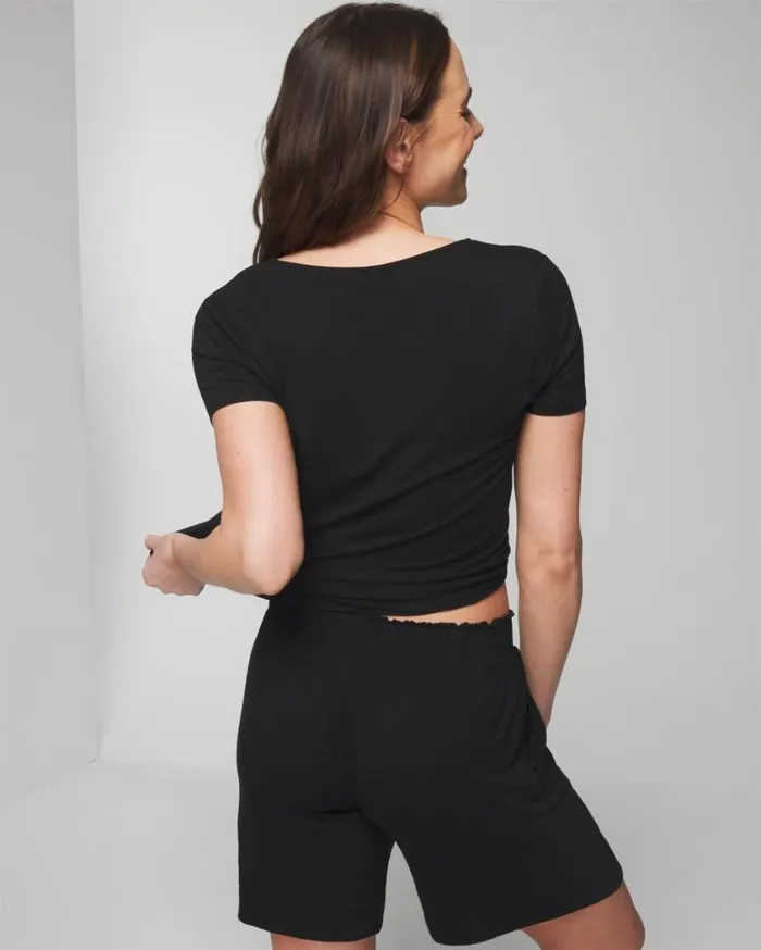 Soma Cool Nights LongLength Pajama Shorts Black Women Matching Sets and Separates