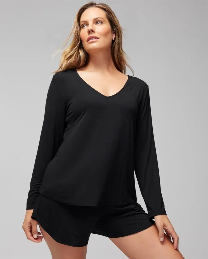 Soma Cool Nights LongSleeve Pajama Top Nightfall Navy Women Pajama Tops
