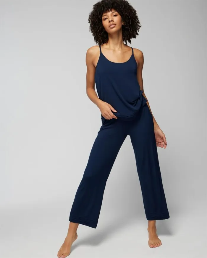 Soma Cool Nights Pintuck Pajama Cami Floral Daydream Blue Women Matching Sets and Separates