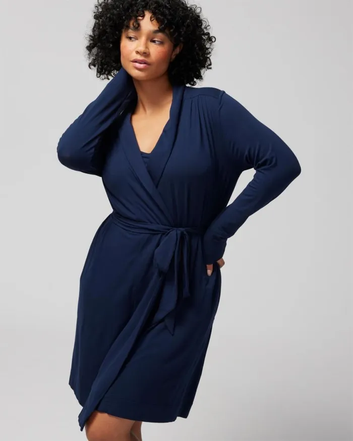 Soma Cool Nights Short Robe Nightfall Navy Women Matching Sets and Separates