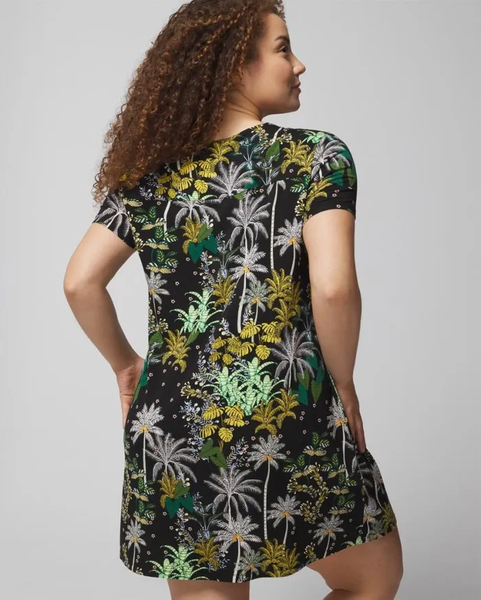 Soma Cool Nights ShortSleeve Sleepshirt Plumeria Dot Black Women Sleepshirts