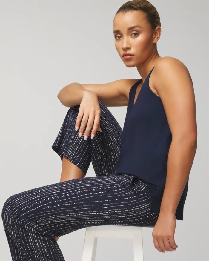 Soma Cool Nights Tank Crop Pants Set Fresco Dot Majesty Blue Women Matching Sets and Separates