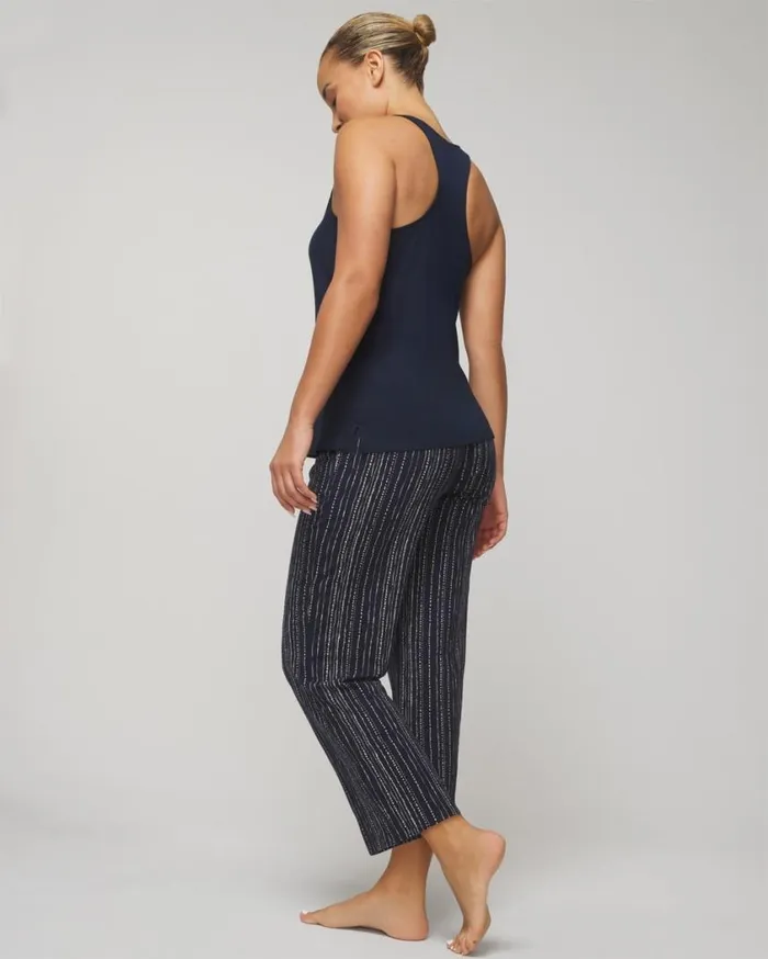 Soma Cool Nights Tank Crop Pants Set Fresco Dot Majesty Blue Women Matching Sets and Separates