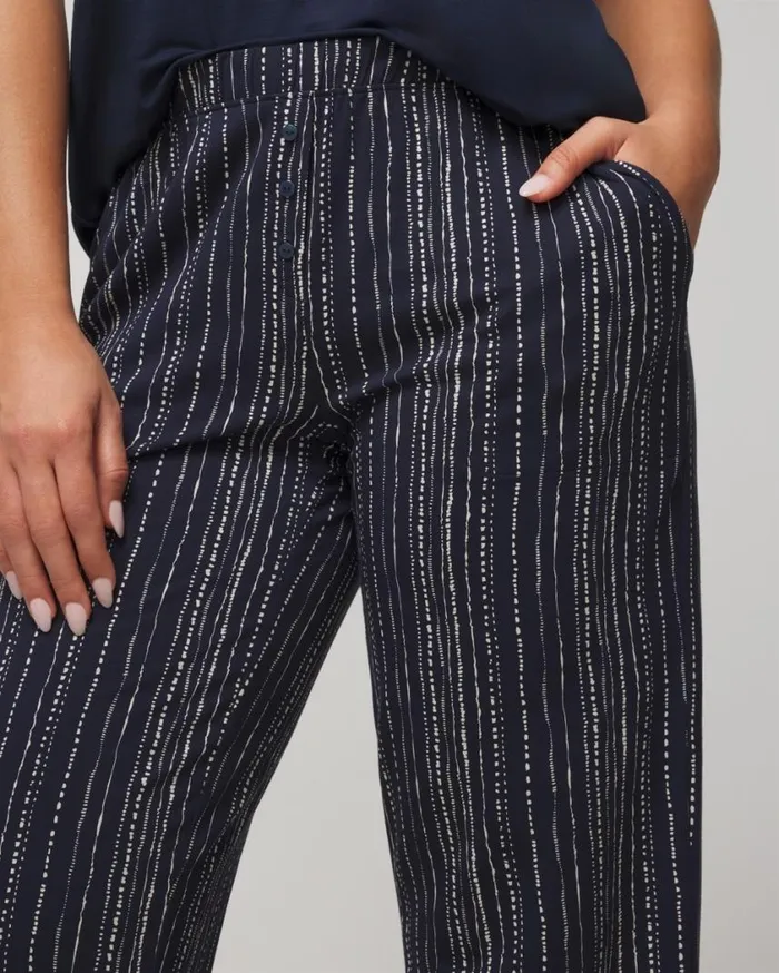 Soma Cool Nights Tank Crop Pants Set Fresco Dot Majesty Blue Women Matching Sets and Separates