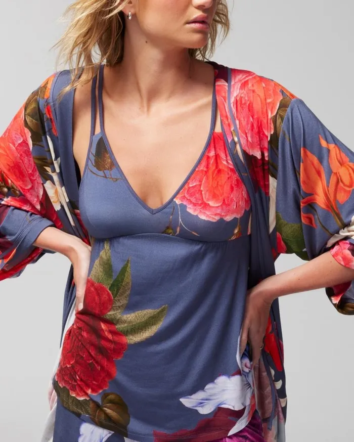 Soma Cool Nights VNeck Sleep Cami Twilight Garden Grd Blue Women Pajama Tops