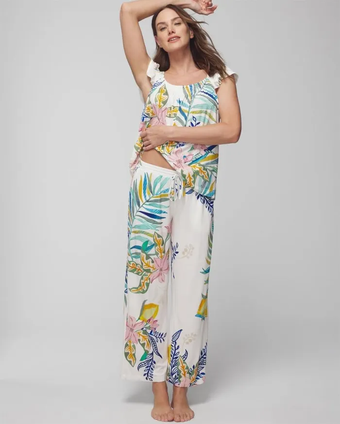 Soma Cool Nights WideLeg Ankle Pants Lemon Squeeze Grand Ivory Women Matching Sets and Separates