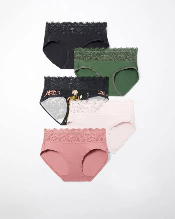 Soma Embraceable Super Soft Enchanting Lace Hipster 5 Pack Fleur Vine Multipack Women Panties