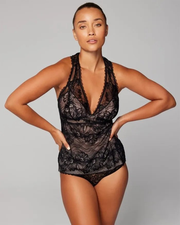 Soma Lace Tank Black Women Matching Sets and Separates