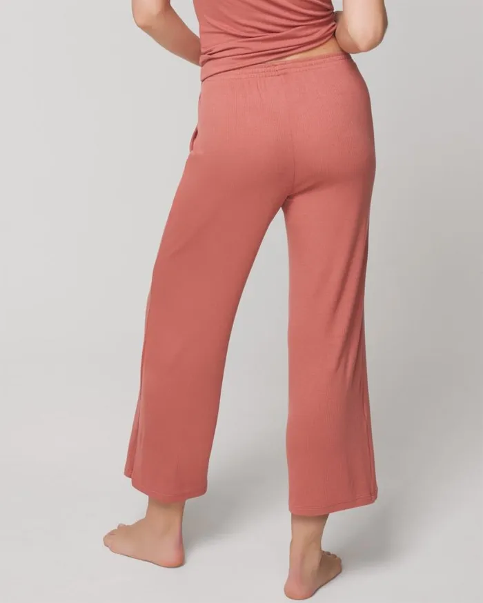 Soma Lightweight Rib Knit Cropped Pants Heather Opal Gray Women Matching Sets and Separates