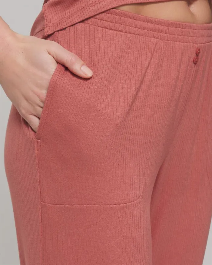 Soma Lightweight Rib Knit Cropped Pants Heather Opal Gray Women Matching Sets and Separates