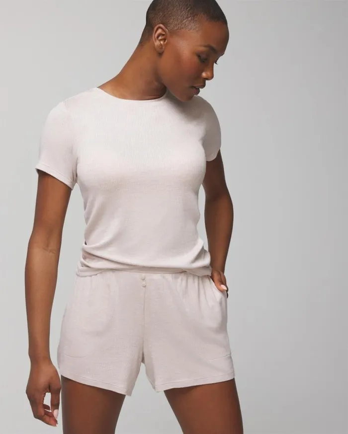Soma Lightweight Rib Knit Shorts Heather Opal Gray Women Matching Sets and Separates