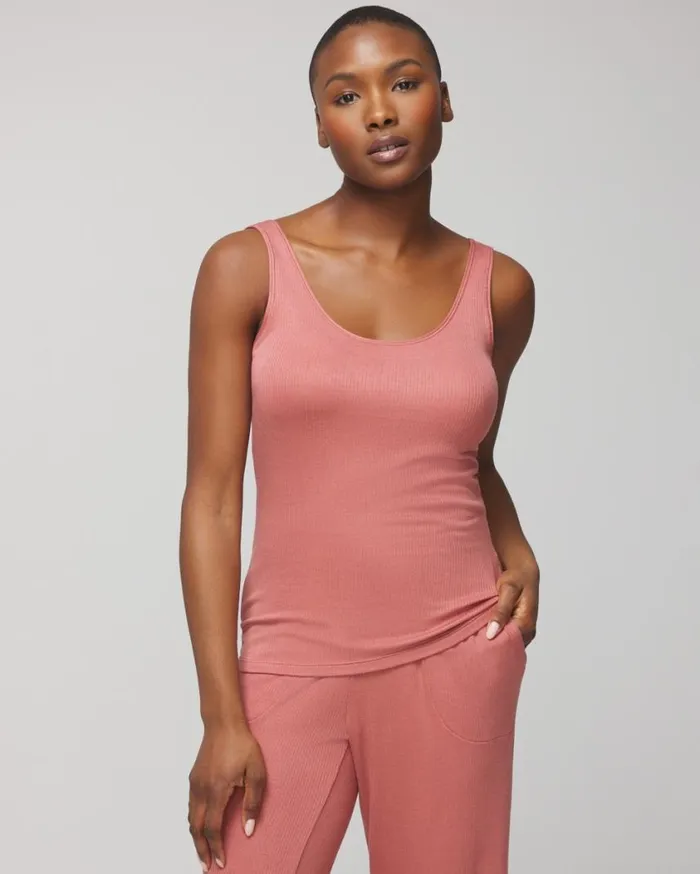 Soma Lightweight Rib Knit Tank Heather Barely There Women Matching Sets and Separates