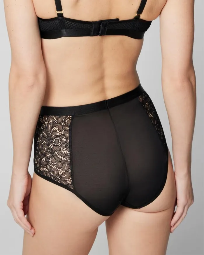 Soma Mixed Media Retro Brief Black Women Panties