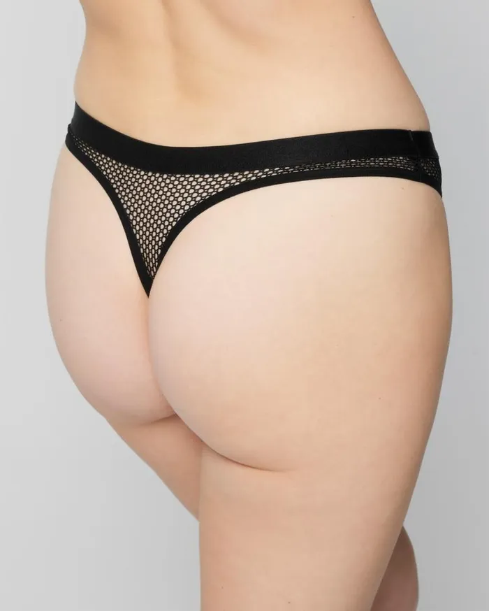 Soma Mixed Media Thong Black Women Panties