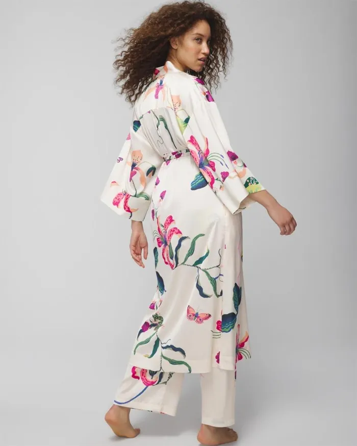 Soma Satin Long Robe Paradise Soiree White Sk Women Matching Sets and Separates