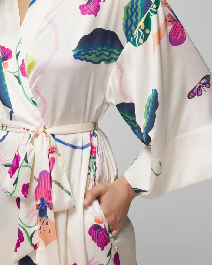 Soma Satin Long Robe Paradise Soiree White Sk Women Matching Sets and Separates