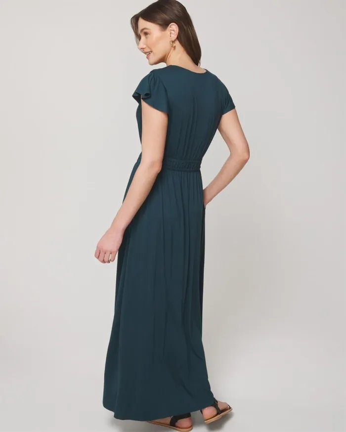 Soma Soft Jersey Flutter Sleeve Maxi Bra Dress Dark Harbour Women Long Dresses