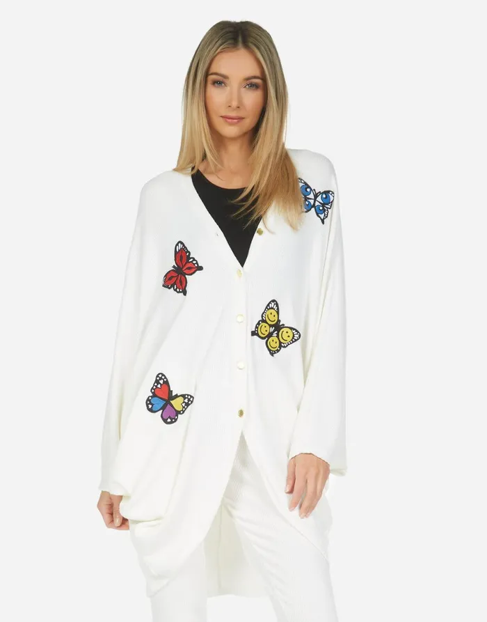 Soraya Butterfly Cardigan Ivory Women039s Lauren Moshi Sweaters and Knits