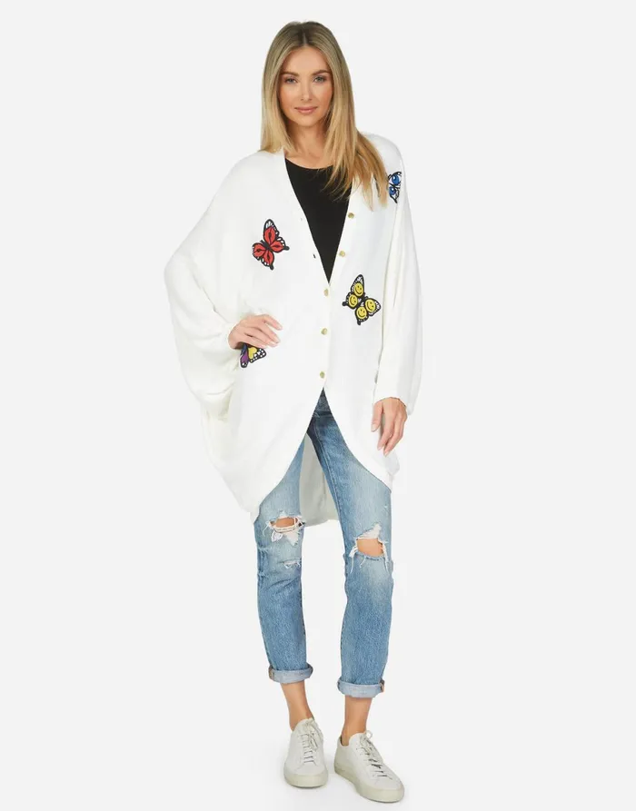 Soraya Butterfly Cardigan Ivory Women039s Lauren Moshi Sweaters and Knits