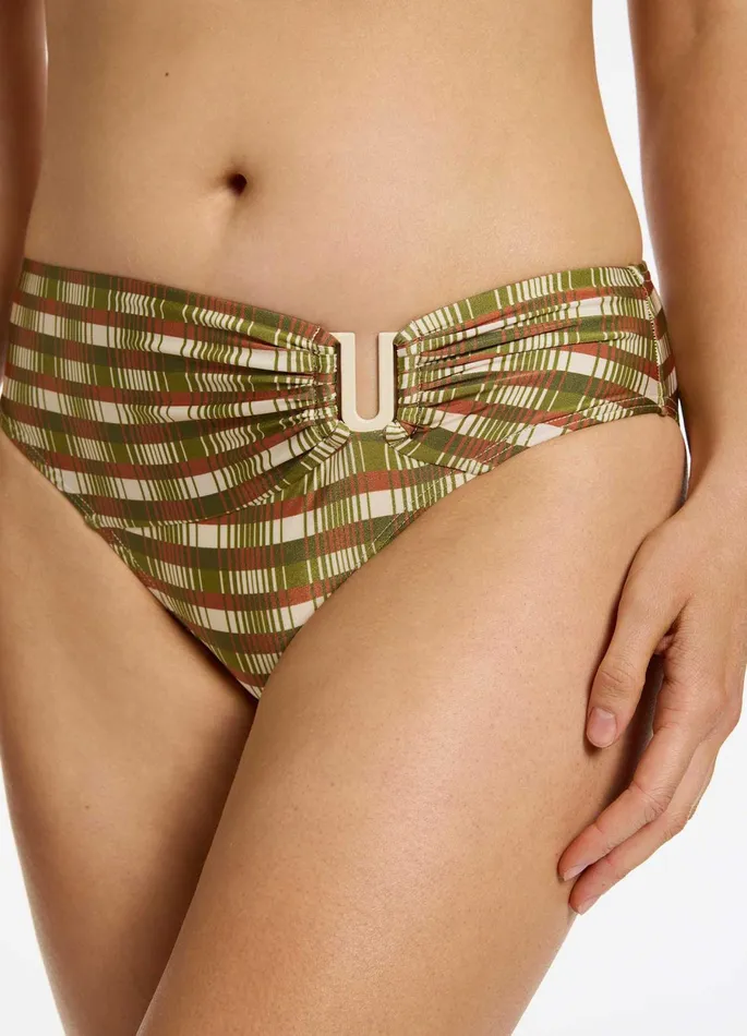 Sorella Geo U Trim Mid Bikini Bottom Moss Women JETS Australia Mid Rise Bikini Bottoms