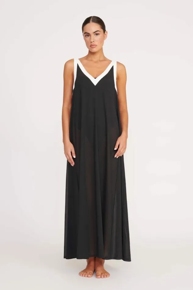 STAUD CoverUps AVELINE COVERUP DRESS Black White 8211 Women