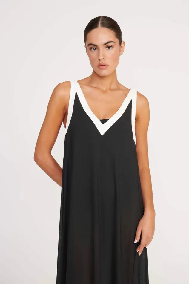 STAUD CoverUps AVELINE COVERUP DRESS Black White 8211 Women STAUD CoverUps AVELINE COVERUP DRESS Black White 8211 Women