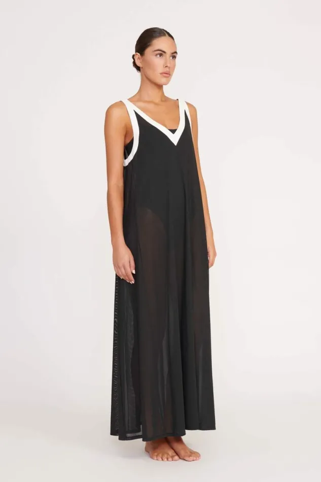 STAUD CoverUps AVELINE COVERUP DRESS Black White 8211 Women STAUD CoverUps AVELINE COVERUP DRESS Black White 8211 Women