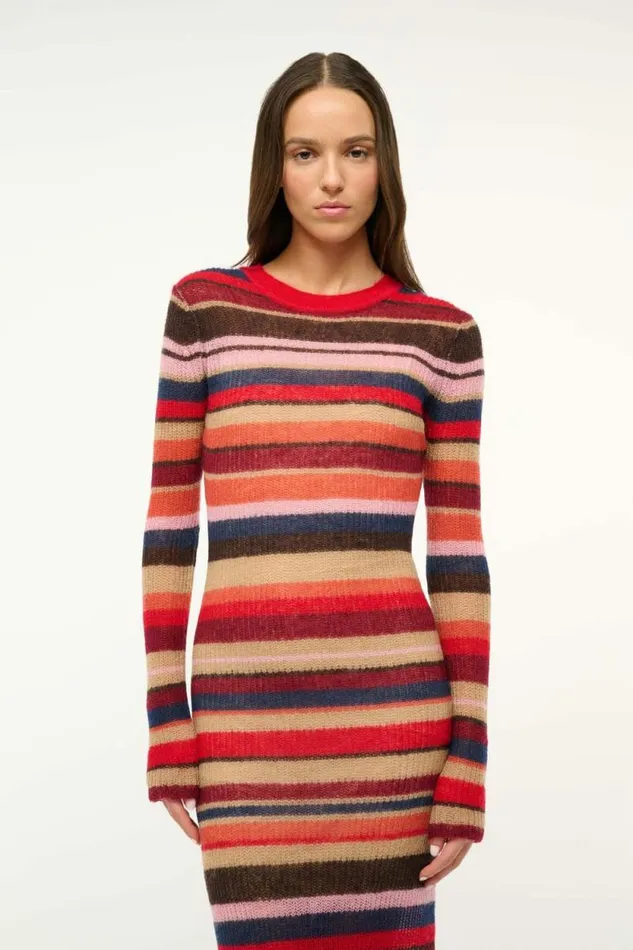 STAUD Dresses EIZA DRESS Autumnal Faded Stripe 8211 Women STAUD Dresses EIZA DRESS Autumnal Faded Stripe 8211 Women