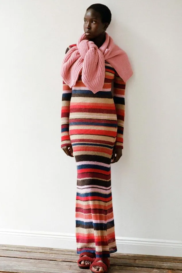 STAUD Dresses EIZA DRESS Autumnal Faded Stripe 8211 Women STAUD Dresses EIZA DRESS Autumnal Faded Stripe 8211 Women