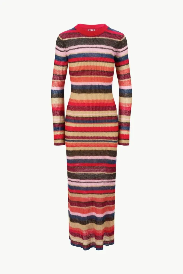 STAUD Dresses EIZA DRESS Autumnal Faded Stripe 8211 Women STAUD Dresses EIZA DRESS Autumnal Faded Stripe 8211 Women