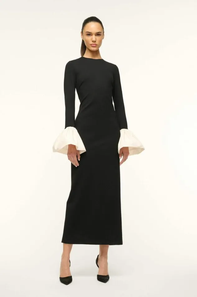STAUD Dresses HAWTHORNE MAXI DRESS Black Ivory 8211 Women