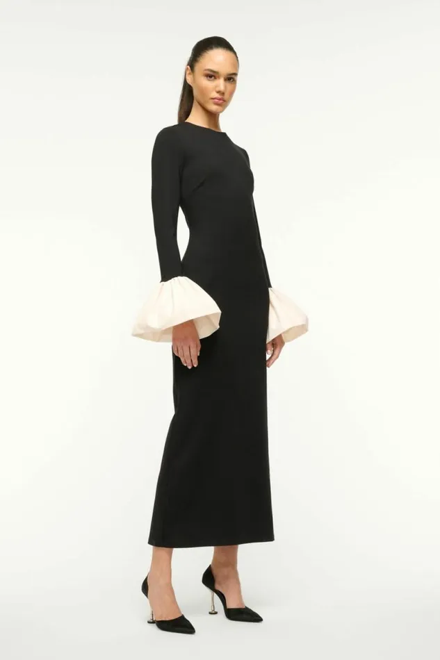 STAUD Dresses HAWTHORNE MAXI DRESS Black Ivory 8211 Women STAUD Dresses HAWTHORNE MAXI DRESS Black Ivory 8211 Women