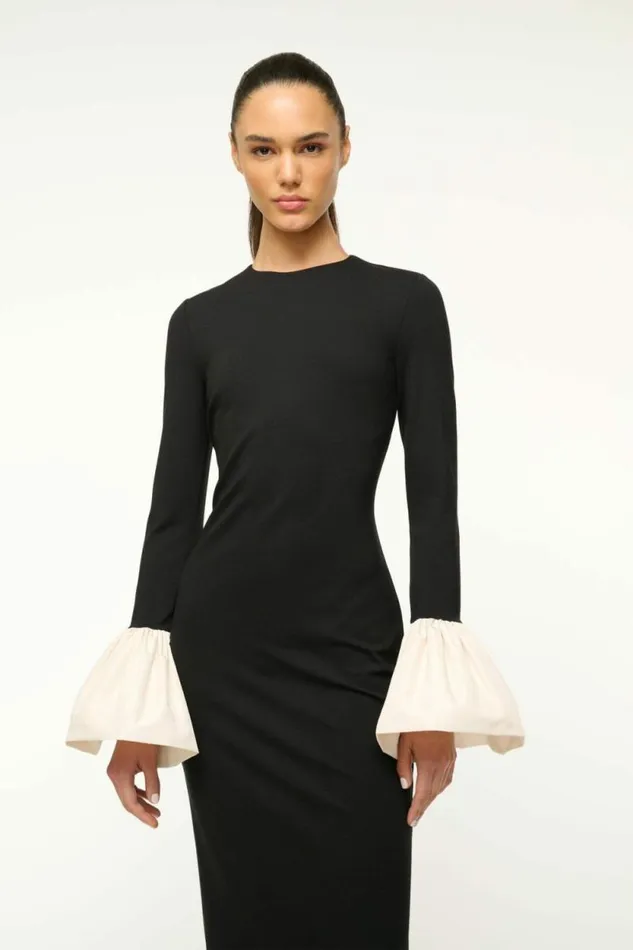 STAUD Dresses HAWTHORNE MAXI DRESS Black Ivory 8211 Women STAUD Dresses HAWTHORNE MAXI DRESS Black Ivory 8211 Women