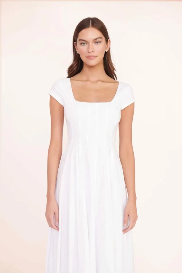 STAUD Dresses MAXI SHORT SLEEVE WELLS DRESS White 8211 Women STAUD Dresses MAXI SHORT SLEEVE WELLS DRESS White 8211 Women