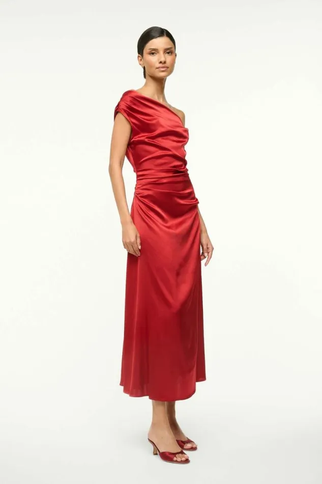 STAUD Dresses PHARE SILK DRESS Rouge 8211 Women STAUD Dresses PHARE SILK DRESS Rouge 8211 Women