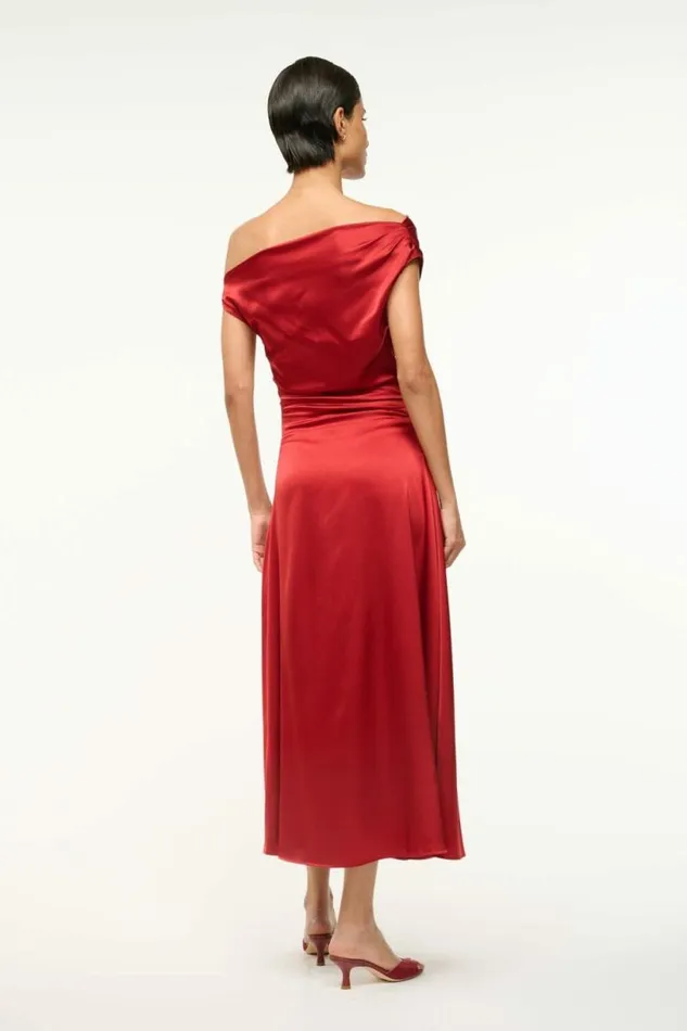 STAUD Dresses PHARE SILK DRESS Rouge 8211 Women STAUD Dresses PHARE SILK DRESS Rouge 8211 Women