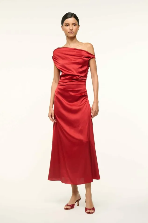 STAUD Dresses PHARE SILK DRESS Rouge 8211 Women STAUD Dresses PHARE SILK DRESS Rouge 8211 Women