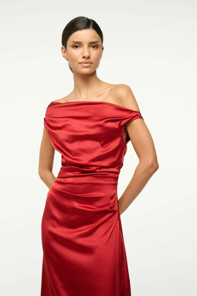 STAUD Dresses PHARE SILK DRESS Rouge 8211 Women STAUD Dresses PHARE SILK DRESS Rouge 8211 Women