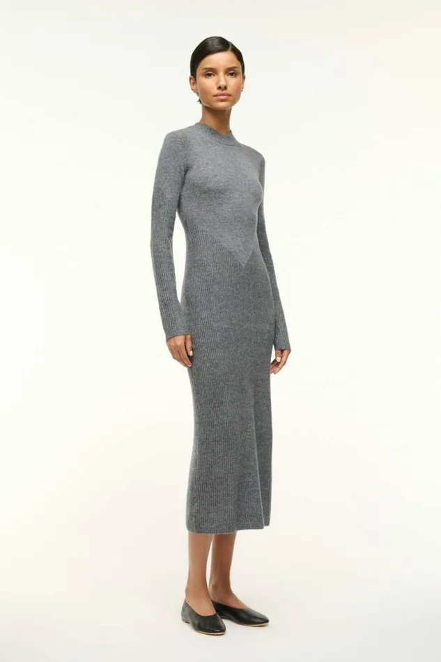 STAUD Dresses RAMONA DRESS Charcoal Grey 8211 Women STAUD Dresses RAMONA DRESS Charcoal Grey 8211 Women