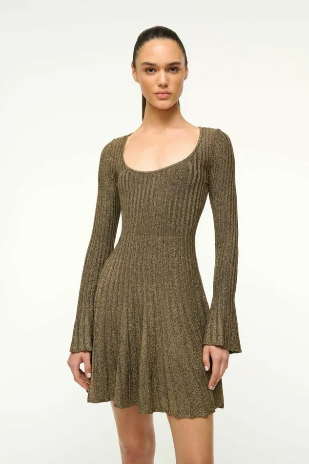 STAUD Dresses RAQUEL DRESS Metallic Gold 8211 Women STAUD Dresses RAQUEL DRESS Metallic Gold 8211 Women