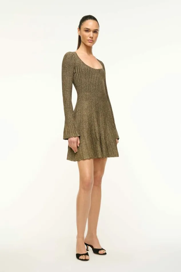 STAUD Dresses RAQUEL DRESS Metallic Gold 8211 Women STAUD Dresses RAQUEL DRESS Metallic Gold 8211 Women