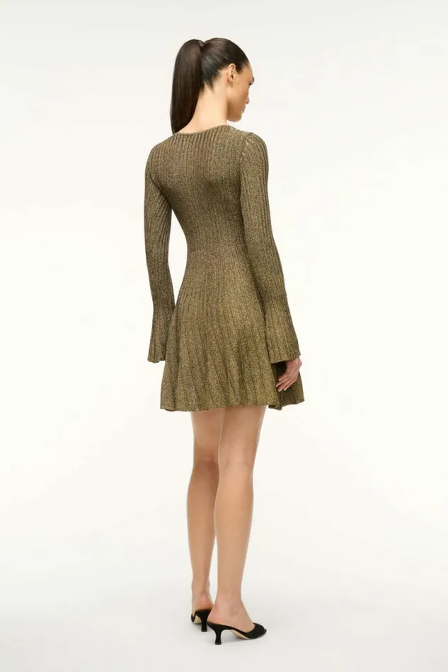 STAUD Dresses RAQUEL DRESS Metallic Gold 8211 Women STAUD Dresses RAQUEL DRESS Metallic Gold 8211 Women