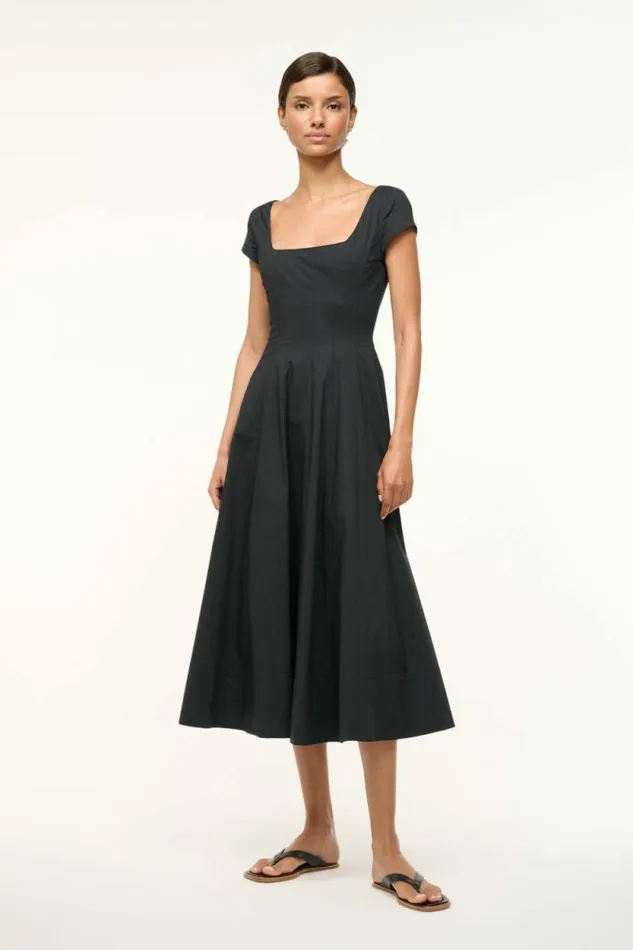 STAUD Dresses SHORT SLEEVE WELLS DRESS Black 8211 Women