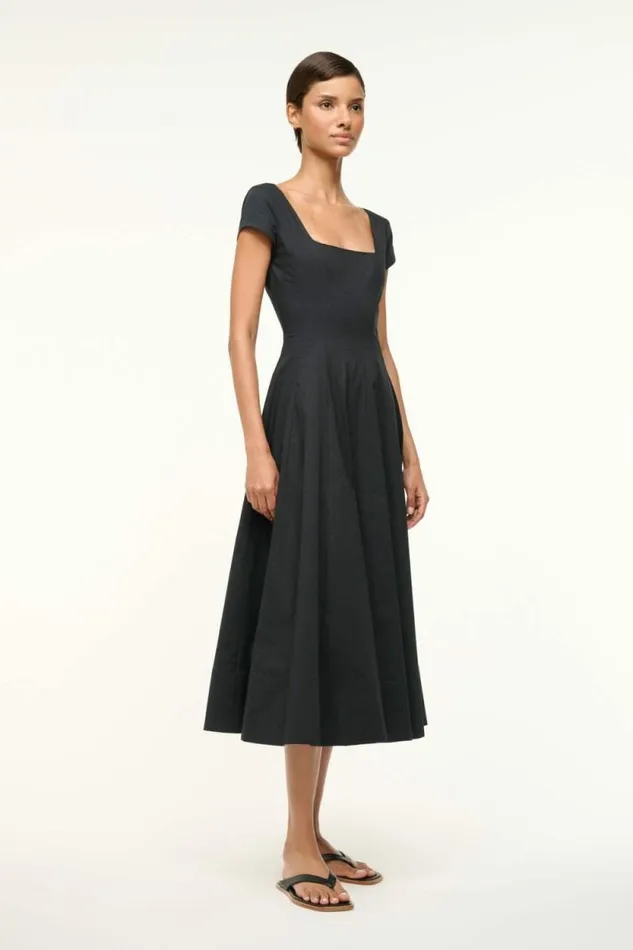STAUD Dresses SHORT SLEEVE WELLS DRESS Black 8211 Women STAUD Dresses SHORT SLEEVE WELLS DRESS Black 8211 Women