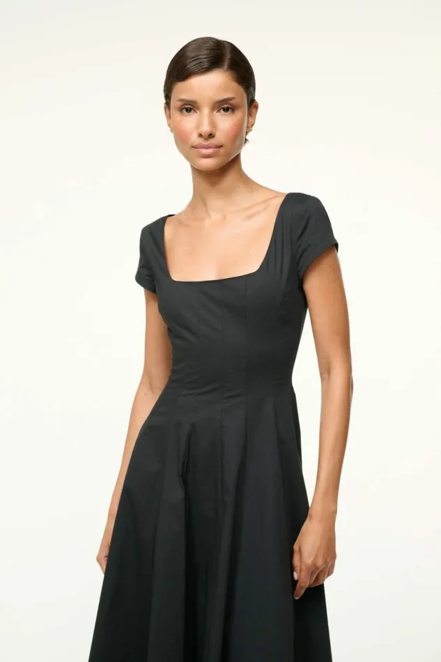 STAUD Dresses SHORT SLEEVE WELLS DRESS Black 8211 Women STAUD Dresses SHORT SLEEVE WELLS DRESS Black 8211 Women