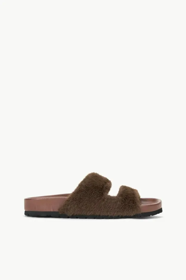 STAUD Mules and Flats CYPRUS FAUX FUR SLIDE Mahogany 8211 Women